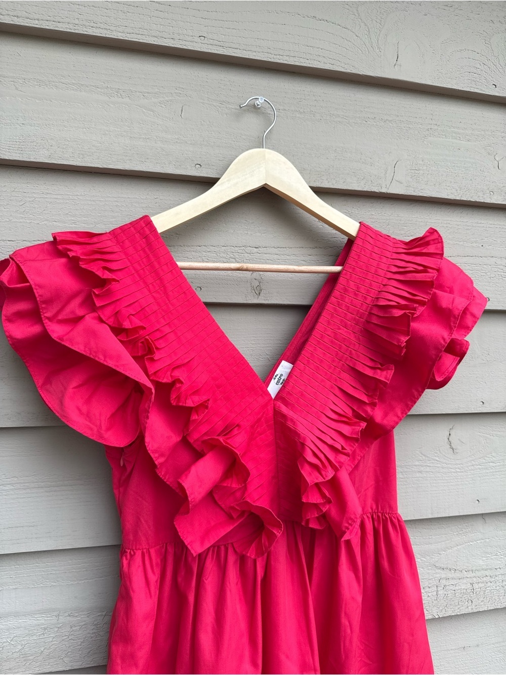 Entro Red Ruffle V-Neck Mini Dress Size M - Picture 3 of 11
